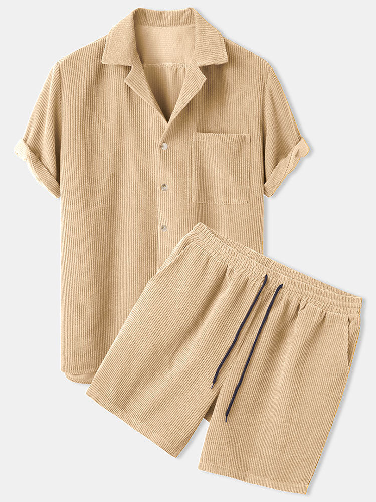 Corduroy Short Sleeved Revere Collar Shirt & Corduroy 5