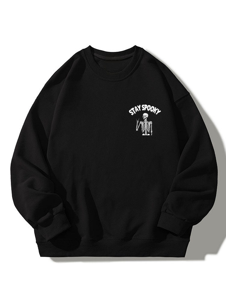 Halloween Funny Skeleton Print Relaxed Sweatshirt