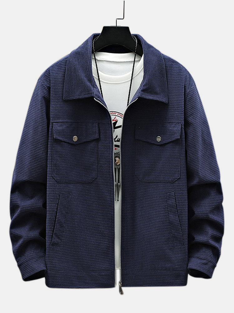 Crosscut Corduroy Zip Up Jacket
