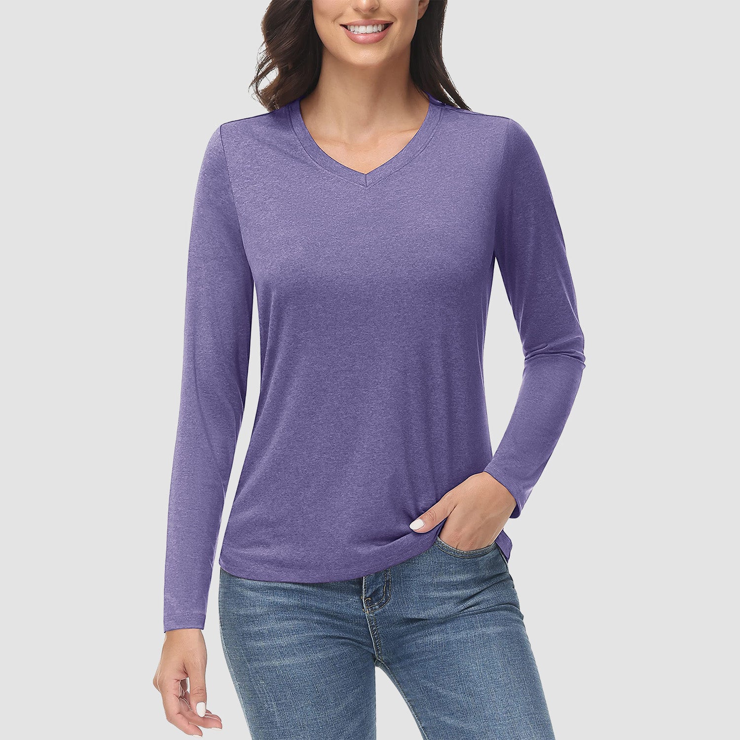 Women's Long Sleeve Shirt V Neck SPF Shirts UPF 50+ Quick Dry Workout Hiking Tee Shirts Rashguard