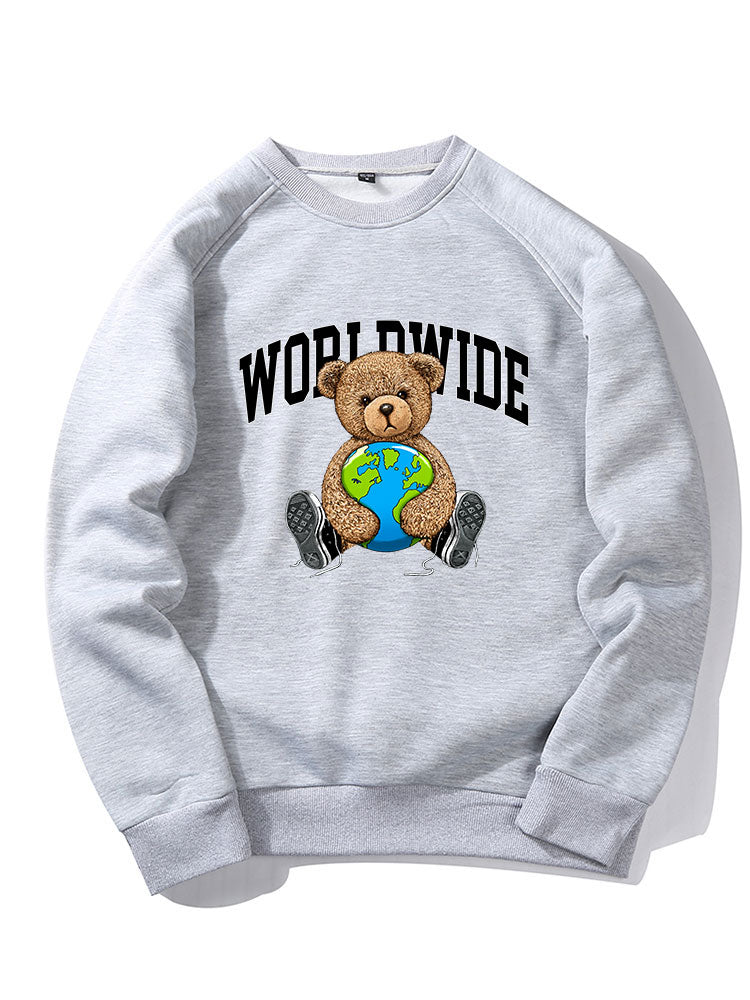 Worldwide Bear Print Raglan Sleeves Sweatshirt